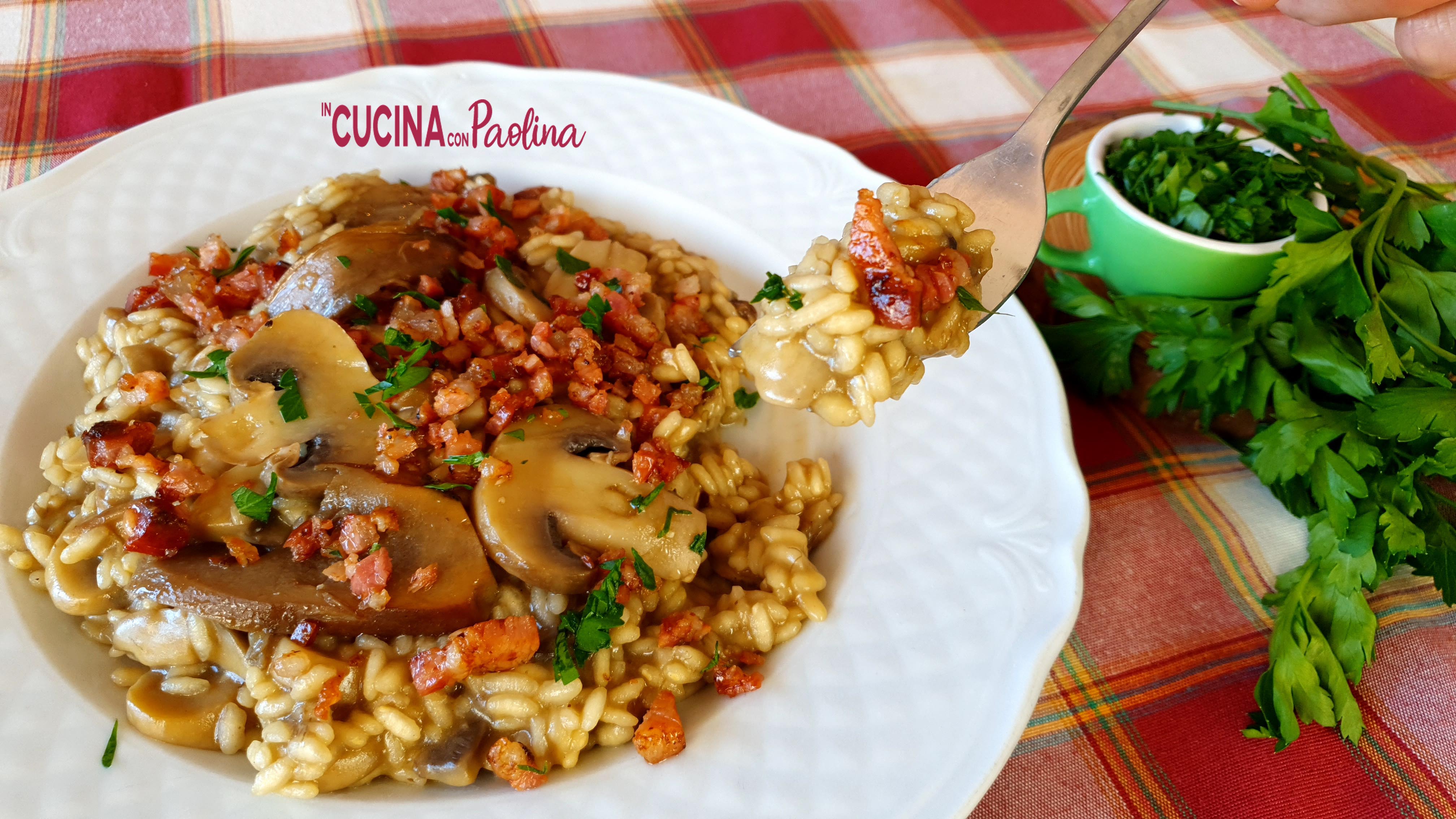 Risotto ai funghi (champignon e porcini secchi) - In Cucina con Paolina